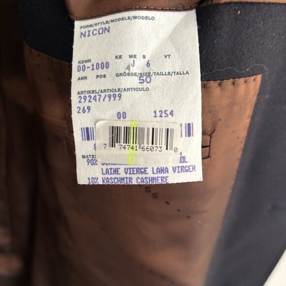 $995 Hugo Boss Navy Wool Cashmere Overcoat/ Top Coat- 40 Medium - Picture 9 of 15